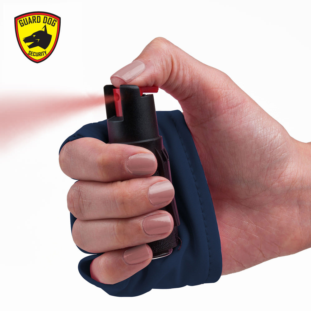 InstaFire Blue Personal Defense Pepper Spray 1/2 oz With Activewear Hand Sleeve - Tophatter's Army Products & Self Defense Collectible Weapons - Tophatter Daily Deals